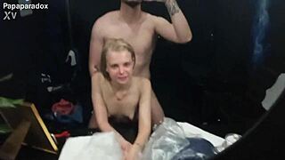 skinny 18yo student gets first creampie fuck in mall toilet by big cock