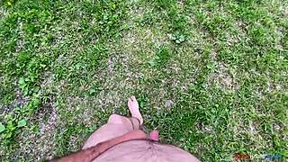 she heads to the forest for her first outdoor masturbation session of 2024, moaning wildly