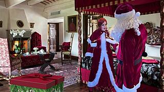 granny claus stuffs big white dildo deep for christmas orgasm 😍💦