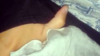 brunette masturbates wet pussy under blanket while stepdad games pov