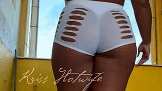 Think You Can Handle This Naughty Wife's Cameltoe Shorts Flash at the Gym?