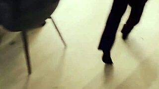 blonde cleaning lady in leggings rides cock for creampie pussy fill