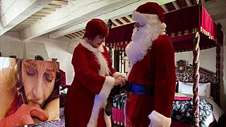 granny claus stuffs big white dildo deep for christmas orgasm 😍💦