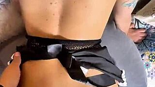 Chilean couple cleans then anal fucks in sheer bedroom passion