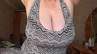 Chubby Milf's Massive Saggy Tits Swing Wild in Intimate Close-Up