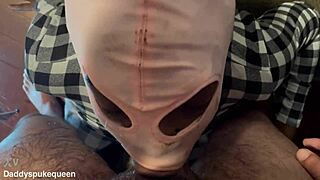 i choke on this small cock gagging while licking taint cum in my eye 😵