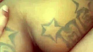 Blonde babe bends over big black cock for creampie doggystyle