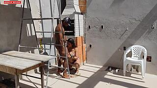 churrasqueira babe couldn't resist full linguiça buried in her ass