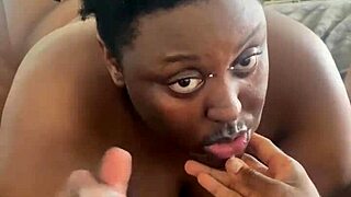 My ebony bbw takes bbc doggystyle then sloppy deepthroat blowjob