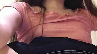 Russian Brunette Fingers Juicy Pussy Sucks Dildo Reverse Cowgirl Close-Up Short Skirt Small Tits Cum Mouth