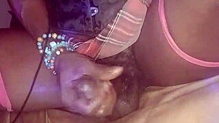 Mature Ebony Shemale Strokes Huge Cock in Sexy Panties Solo