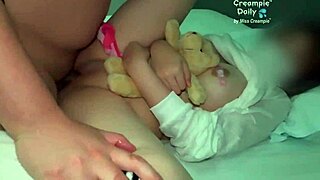 Asian Teen Bent Over Bedroom Creampie in Tight Pussy