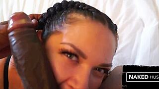 boricua baddie deepthroats sucks fucks huge monster black cock interracial facial cumshot