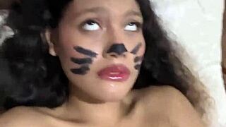 petite babe in halloween suit craves monster cock deep inside