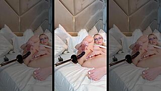 mia malkova's glasses on as fuck machine creams her big tit blonde pussy nonstop