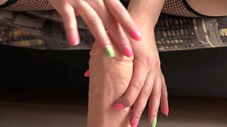 Brunette Stretches Hairy Pussy and Gaping Asshole with Huge Dildo in Bent Over Solo Fetish