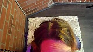 Chained slut kneels gagging on cock deepthroat facefucked cumcovered choking on knees