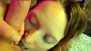 Chained slut kneels gagging on cock deepthroat facefucked cumcovered choking on knees