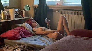 Curious redhead girlfriend spreads hairy pussy wide for intense fingering then quick doggystyle pounding.