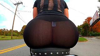 Big Ass Biker Babe Flashes Curves on Motorcycle Gopro!