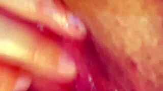 close-up rubbing my wet big clit and pussy lips till i squirt