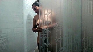 shower surprise roommate sneaks in horny shaved pussy craving hot tongue lick cunnilingus