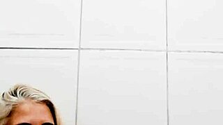 Stuffing dildo deep in my wet pussy bathroom