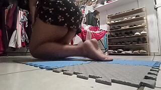 chubby bbw mama dusts room in tight outfit swaying curves