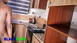 hey stepmom sneaks into kitchen for hot sex with young stud small waist ebony babe