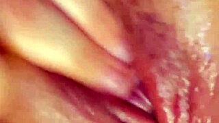 close-up rubbing my wet big clit and pussy lips till i squirt