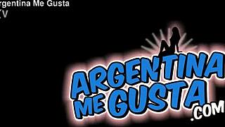 hot brunette babe's big tits ass squeezed in tight jeans thong