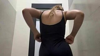 She unleashes extreme squirting in crowded public gym during hardcore fingering and fucking close-up