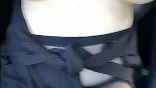 Madrasta Oils Up Big Tits and Ass Flashes Miniskirt in Moving Car on Holiday Street