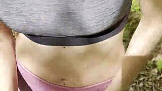 he rips leggings for raw pov forest fuck and swallow finish