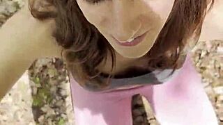 he rips leggings for raw pov forest fuck and swallow finish