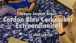 granny carmen deepthroats cock like a pro in car