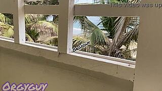 Thrilled ebony wife bares pussy beach house flash