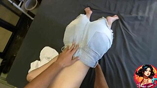 gorgeous asian teen swallows cum after pov pounding mess