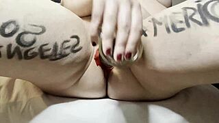 crazy stepsis shatters virginity with massive glass dildo plunge