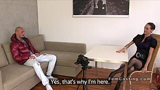 stunning czech milf agent jumps on cock riding hard during office interview