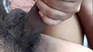 Desi Housewife Moans from Footjob and Vibrator on Bed