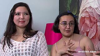 German Glasses Lesbians Lick Shaved Pussies and Muff Dive with Toys and Vibrators