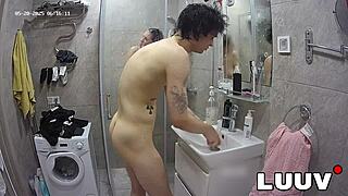 luuv this webcam couple flashing their real amateur shower tits for fans' reality show