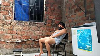 i secretly film my curvy latina neighbor fingering her wet pussy under skirt till she spots me