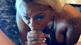 how does this pretty ebony face handle gagging on sloppy deepthroat bbc with spit and cumshots?