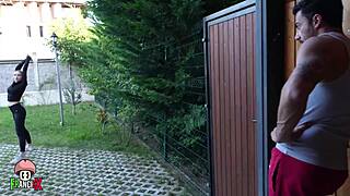 ohh polly yangs yoga in garden turns into stepsis pussy licking and riding!