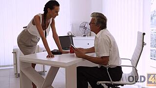 secretary stays late for boss's old cock after workday ends