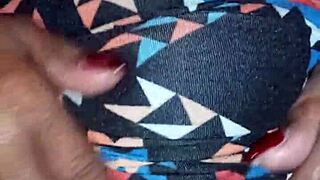 Black bbw granny's fat pussy soaks panties needing quick change