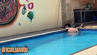 INSTA FAMOSA FROM PARAÍBA FUCKS TATTOOED STUD IN POOL—WATCH HER CRAZY RIDE!