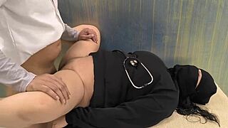naughty doctor bends over chubby Asian patient for hardcore doggystyle in hospital
